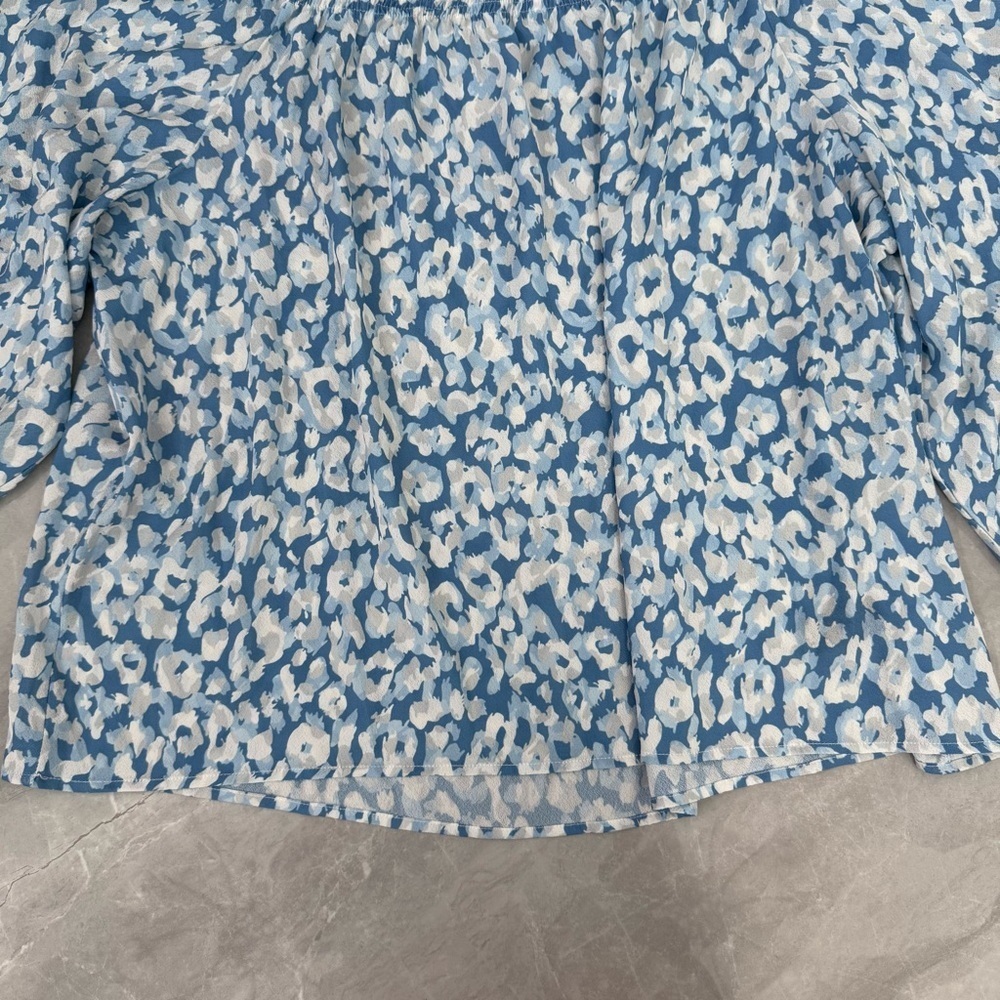 Women’s DG2 By Diane Gilman Off The Shoulder Smocked Leopard Top Plus Size 1X - Picture 10 of 16